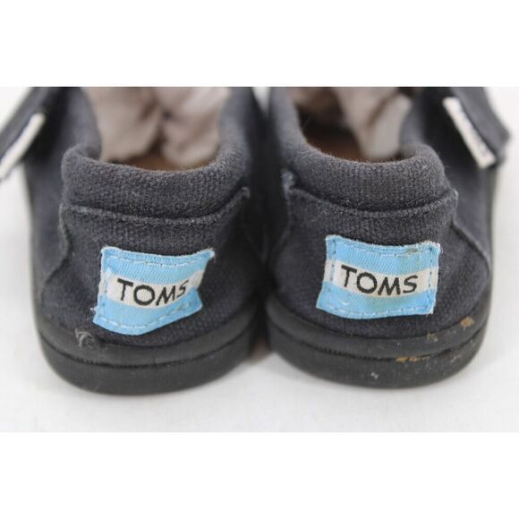 TOMS Infants Toddlers Tiny Classic Canvas Slip On Shoes Size 5 Adjustable Black - Picture 8 of 11